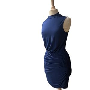Socialite Blue sleeveless mock neck dress small